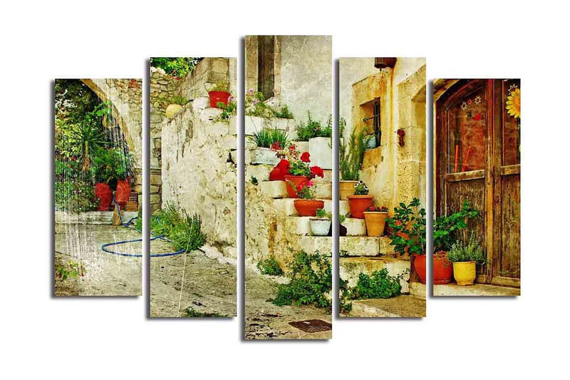 Canvasbilde 5-pk flerfarget - 11x96 cm - Innredning - Bilder & kunst - Lerretsbilder
