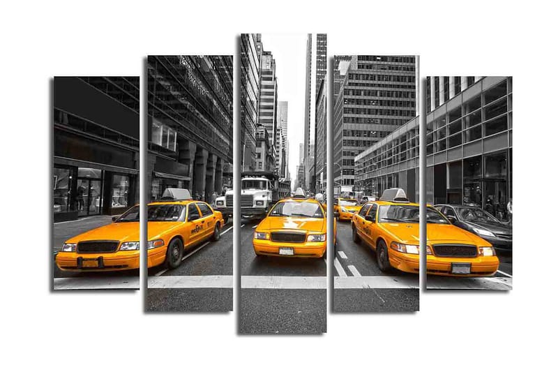 Canvasbilde 5-pk flerfarget - 11x96 cm - Innredning - Bilder & kunst - Lerretsbilder