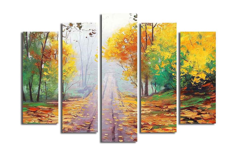 Canvasbilde 5-pk flerfarget - 11x96 cm - Lerretsbilder