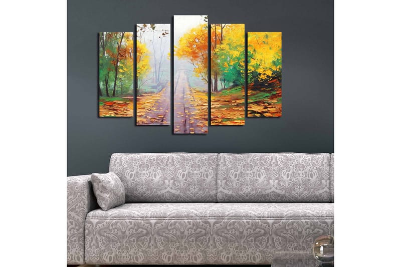 Canvasbilde 5-pk flerfarget - 11x96 cm - Lerretsbilder