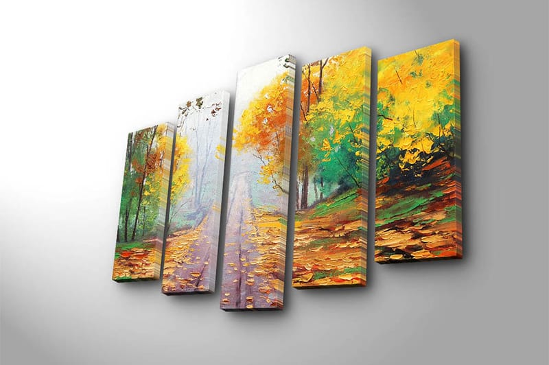 Canvasbilde 5-pk flerfarget - 11x96 cm - Lerretsbilder