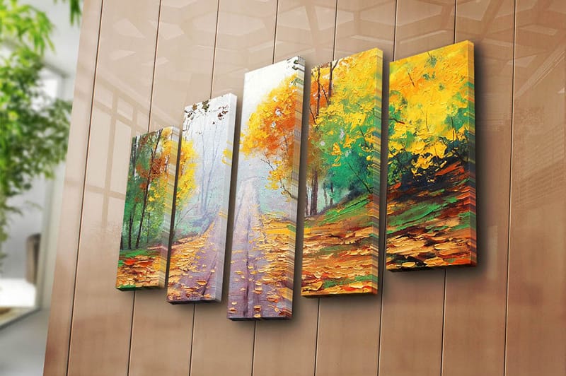 Canvasbilde 5-pk flerfarget - 11x96 cm - Lerretsbilder