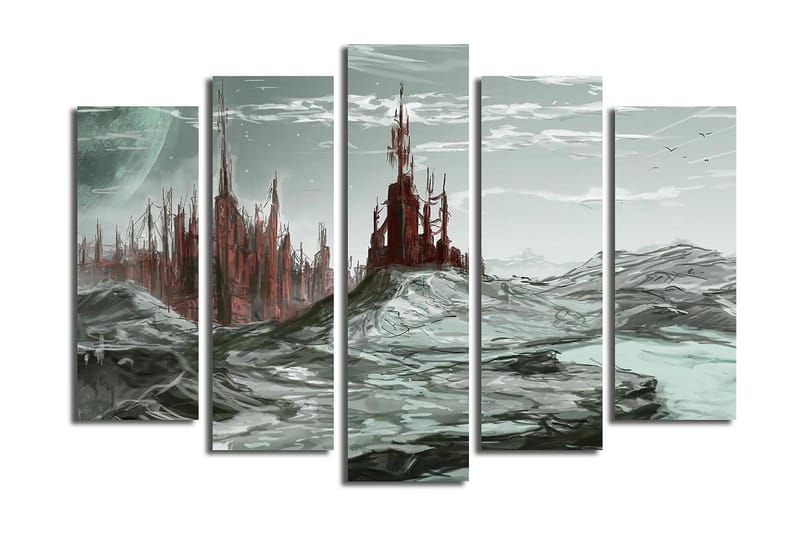 Canvasbilde 5-pk flerfarget - 11x96 cm - Innredning - Bilder & kunst - Lerretsbilder