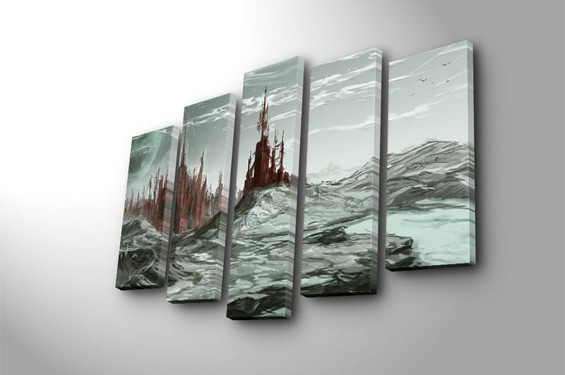 Canvasbilde 5-pk flerfarget - 11x96 cm - Innredning - Bilder & kunst - Lerretsbilder