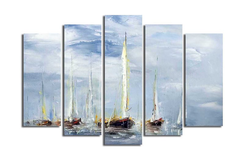 Canvasbilde 5-pk flerfarget - 11x96 cm - Innredning - Bilder & kunst - Lerretsbilder