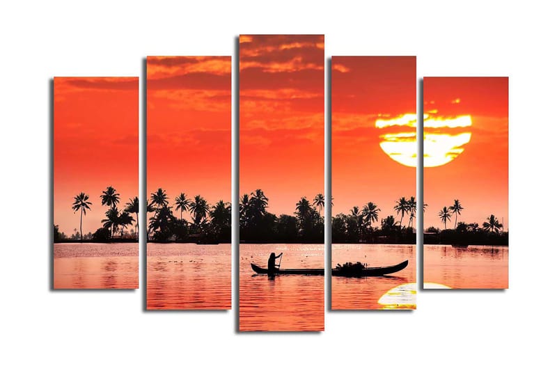 Canvasbilde 5-pk flerfarget - 11x96 cm - Innredning - Bilder & kunst - Lerretsbilder