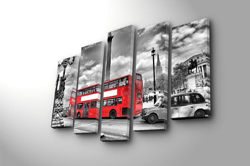Canvasbilde 5-pk flerfarget - 11x96 cm - Innredning - Bilder & kunst - Lerretsbilder
