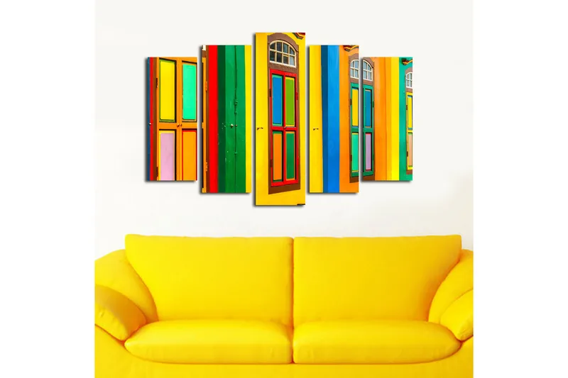 Canvasbilde 5-pk flerfarget - 11x96 cm - Innredning - Bilder & kunst - Lerretsbilder