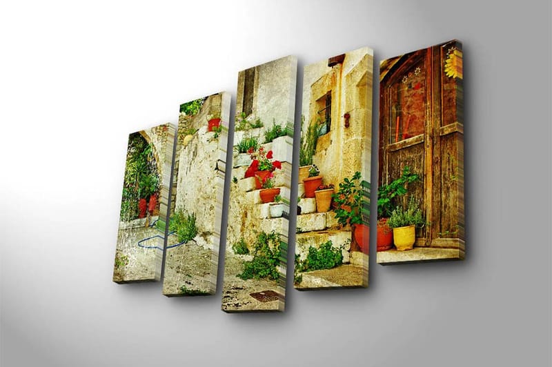 Canvasbilde 5-pk flerfarget - 11x96 cm - Innredning - Bilder & kunst - Lerretsbilder