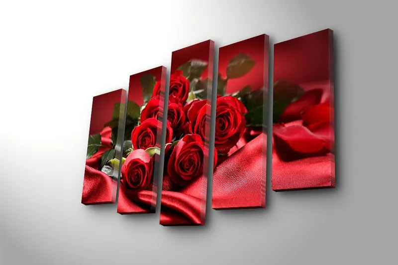 Canvasbilde 5-pk flerfarget - 11x96 cm - Innredning - Bilder & kunst - Lerretsbilder