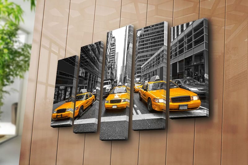 Canvasbilde 5-pk flerfarget - 11x96 cm - Innredning - Bilder & kunst - Lerretsbilder