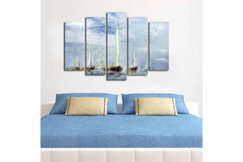 Canvasbilde 5-pk flerfarget - 11x96 cm - Innredning - Bilder & kunst - Lerretsbilder