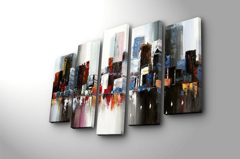 Canvasbilde 5-pk flerfarget - 11x96 cm - Innredning - Bilder & kunst - Lerretsbilder