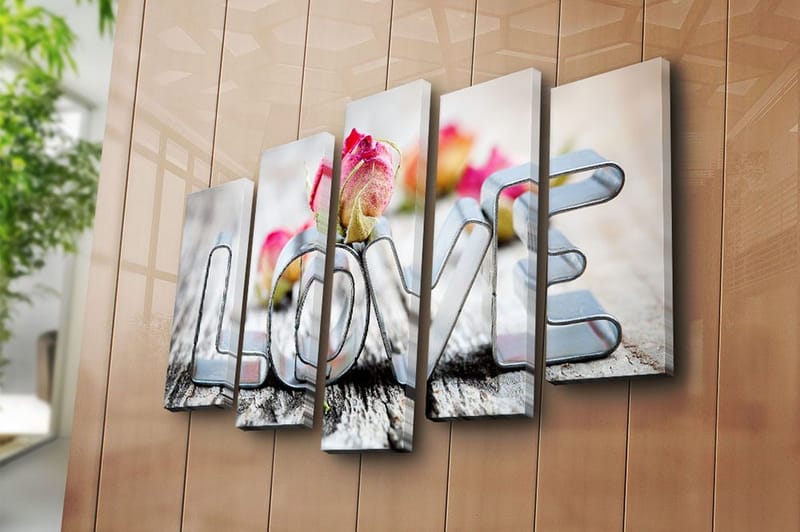 Canvasbilde 5-pk flerfarget - 11x96 cm - Innredning - Bilder & kunst - Lerretsbilder