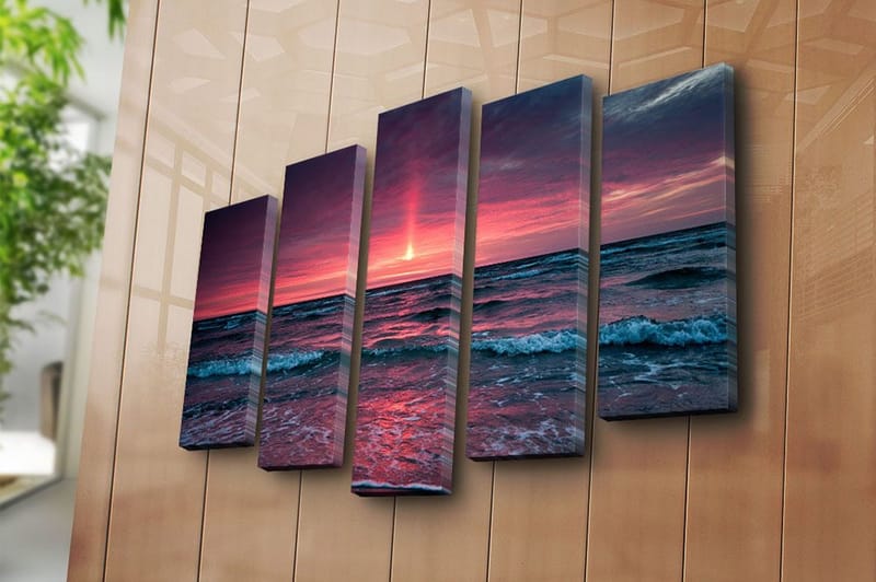 Canvasbilde 5-pk flerfarget - 11x96 cm - Innredning - Bilder & kunst - Lerretsbilder
