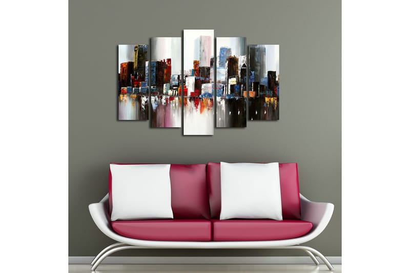 Canvasbilde 5-pk flerfarget - 11x96 cm - Innredning - Bilder & kunst - Lerretsbilder