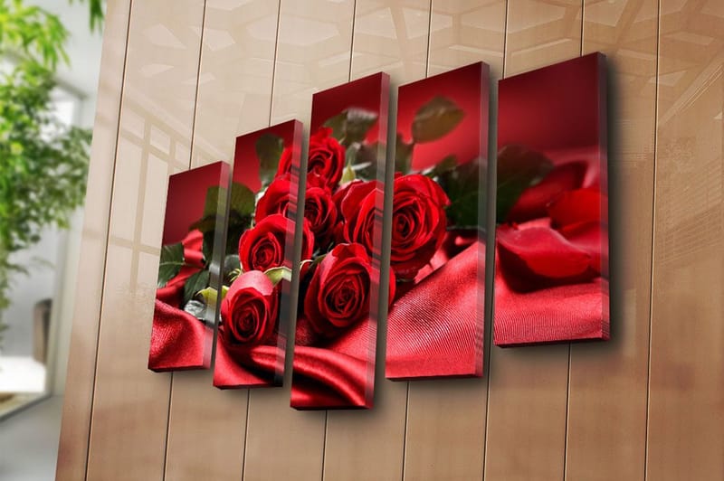 Canvasbilde 5-pk flerfarget - 11x96 cm - Innredning - Bilder & kunst - Lerretsbilder