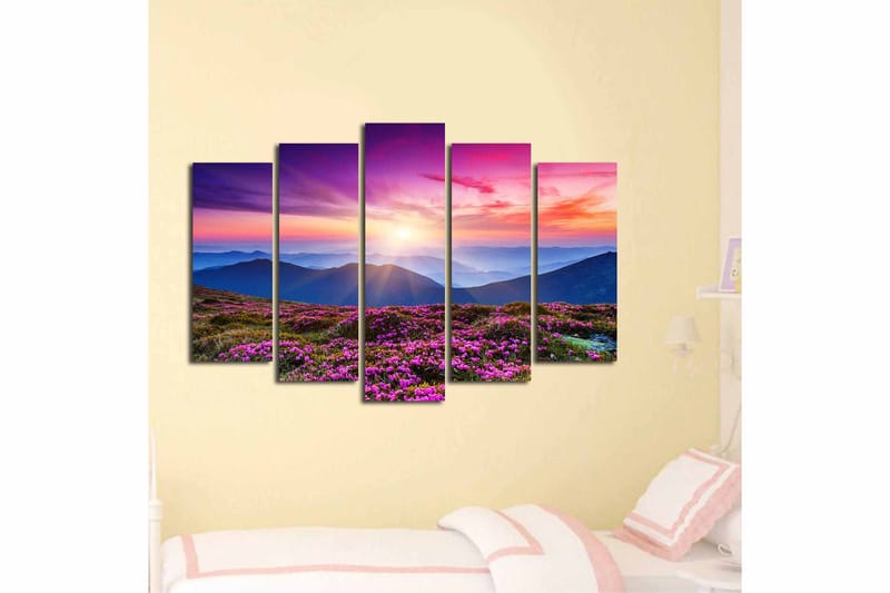 Canvasbilde 5-pk flerfarget - 11x96 cm - Innredning - Bilder & kunst - Lerretsbilder