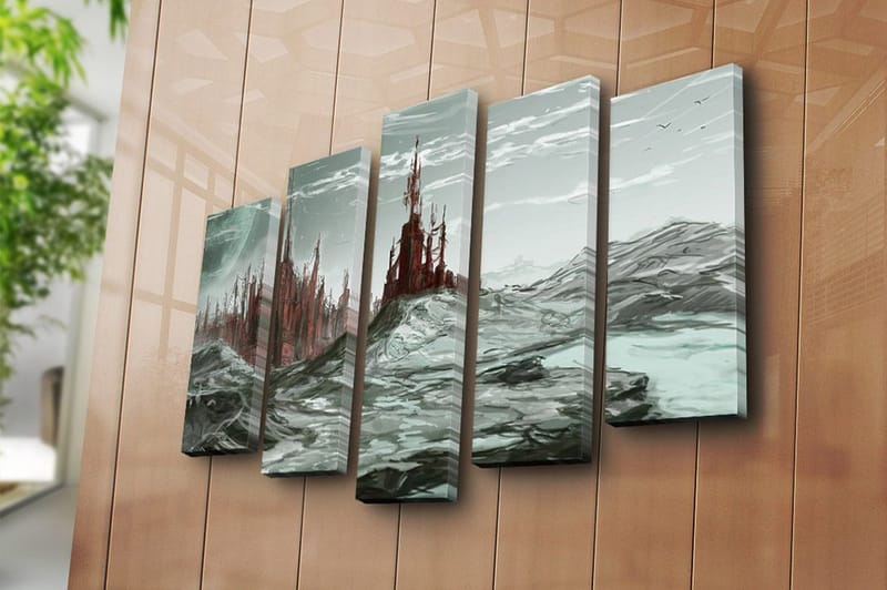 Canvasbilde 5-pk flerfarget - 11x96 cm - Innredning - Bilder & kunst - Lerretsbilder