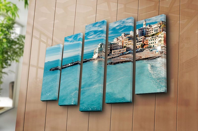 Canvasbilde 5-pk flerfarget - 11x96 cm - Innredning - Bilder & kunst - Lerretsbilder
