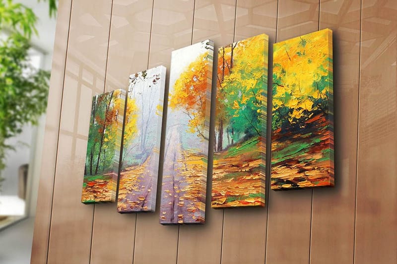 Canvasbilde 5-pk flerfarget - 11x96 cm - Innredning - Bilder & kunst - Lerretsbilder