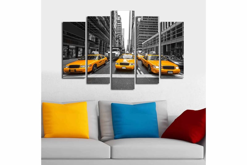 Canvasbilde 5-pk flerfarget - 11x96 cm - Innredning - Bilder & kunst - Lerretsbilder