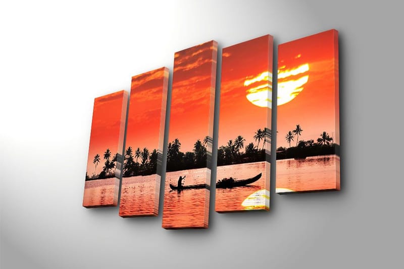 Canvasbilde 5-pk flerfarget - 11x96 cm - Innredning - Bilder & kunst - Lerretsbilder