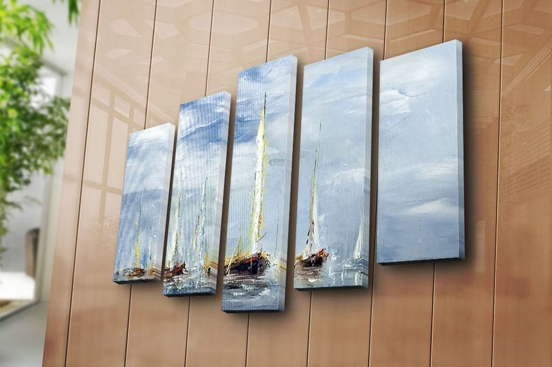 Canvasbilde 5-pk flerfarget - 11x96 cm - Innredning - Bilder & kunst - Lerretsbilder