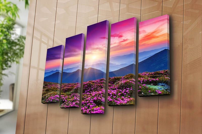 Canvasbilde 5-pk flerfarget - 11x96 cm - Innredning - Bilder & kunst - Lerretsbilder