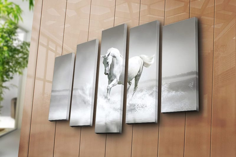 Canvasbilde 5-pk flerfarget - 11x96 cm - Innredning - Bilder & kunst - Lerretsbilder