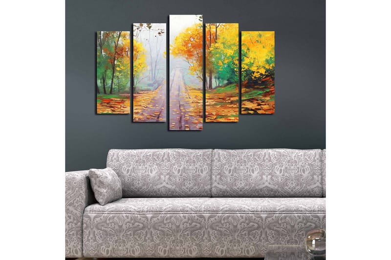 Canvasbilde 5-pk flerfarget - 11x96 cm - Innredning - Bilder & kunst - Lerretsbilder