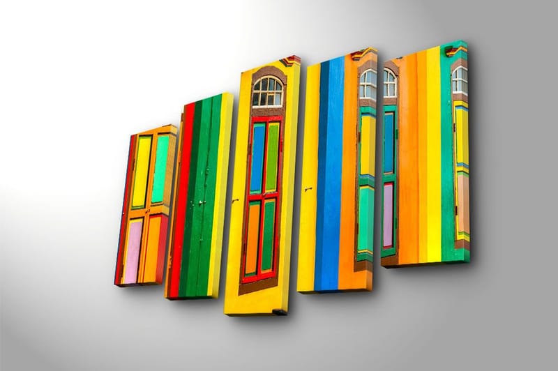 Canvasbilde 5-pk flerfarget - 11x96 cm - Innredning - Bilder & kunst - Lerretsbilder
