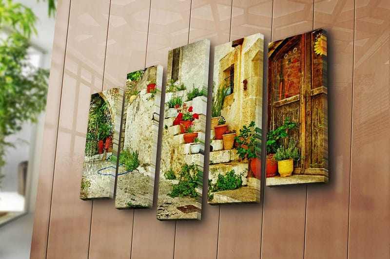 Canvasbilde 5-pk flerfarget - 11x96 cm - Innredning - Bilder & kunst - Lerretsbilder