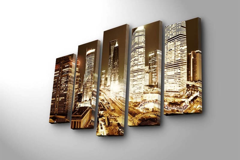 Canvasbilde 5-pk flerfarget - 11x96 cm - Innredning - Bilder & kunst - Lerretsbilder
