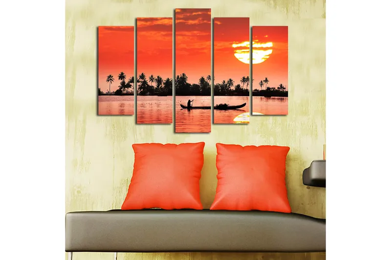 Canvasbilde 5-pk flerfarget - 11x96 cm - Innredning - Bilder & kunst - Lerretsbilder