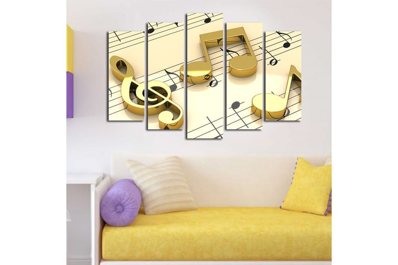 Canvasbilde 5-pk flerfarget - 11x96 cm - Innredning - Bilder & kunst - Lerretsbilder