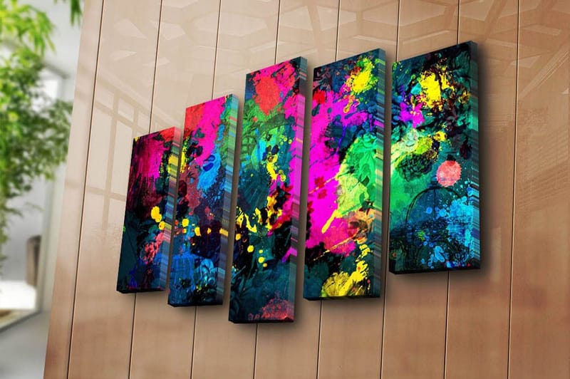 Canvasbilde 5-pk flerfarget - 11x96 cm - Innredning - Bilder & kunst - Lerretsbilder
