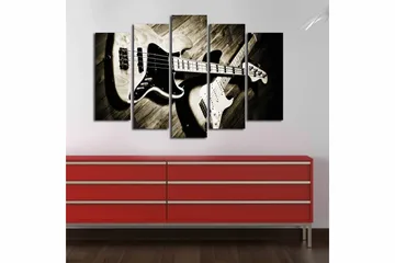Canvasbilde 5-pk flerfarget - 11x96 cm - Innredning - Bilder & kunst - Lerretsbilder