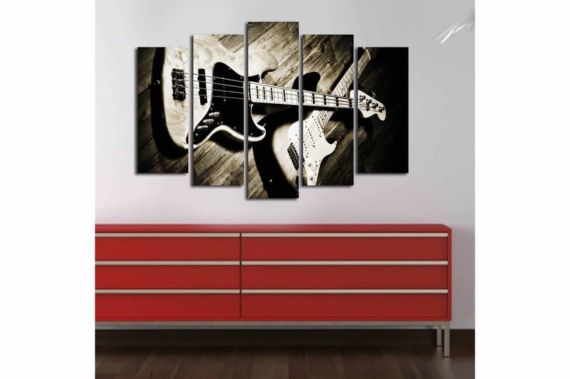 Canvasbilde 5-pk flerfarget - 11x96 cm - Innredning - Bilder & kunst - Lerretsbilder