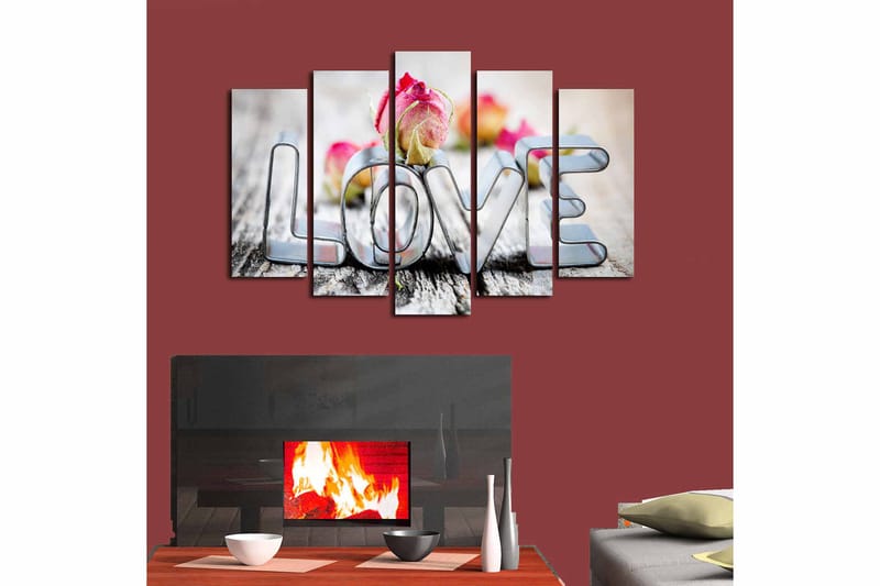 Canvasbilde 5-pk flerfarget - 11x96 cm - Innredning - Bilder & kunst - Lerretsbilder