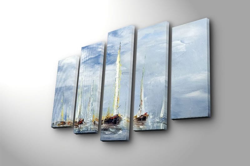 Canvasbilde 5-pk flerfarget - 11x96 cm - Innredning - Bilder & kunst - Lerretsbilder