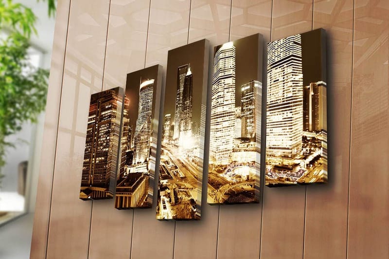 Canvasbilde 5-pk flerfarget - 11x96 cm - Innredning - Bilder & kunst - Lerretsbilder