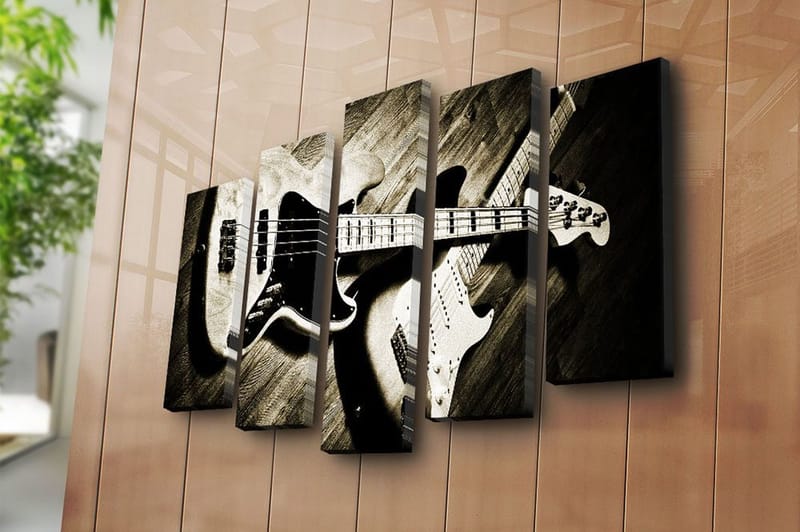 Canvasbilde 5-pk flerfarget - 11x96 cm - Innredning - Bilder & kunst - Lerretsbilder