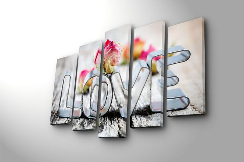 Canvasbilde 5-pk flerfarget - 11x96 cm - Innredning - Bilder & kunst - Lerretsbilder