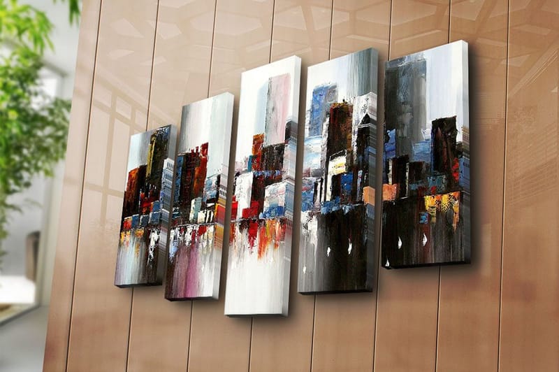 Canvasbilde 5-pk flerfarget - 11x96 cm - Innredning - Bilder & kunst - Lerretsbilder