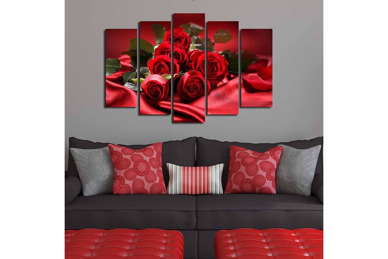 Canvasbilde 5-pk flerfarget - 11x96 cm - Innredning - Bilder & kunst - Lerretsbilder