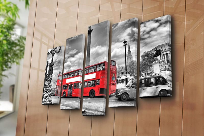 Canvasbilde 5-pk flerfarget - 11x96 cm - Innredning - Bilder & kunst - Lerretsbilder