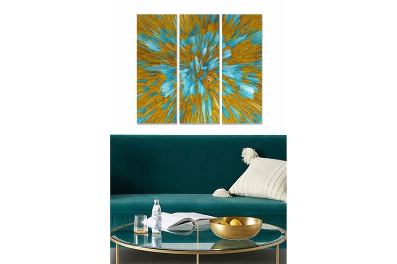 Canvasbilde Abstract 3-pk Flerfarget, 22x05 cm