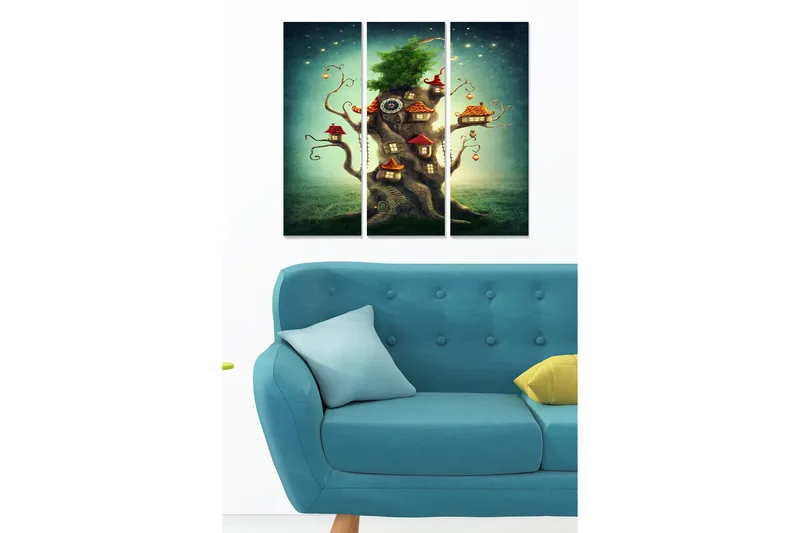 Canvasbilde Abstract 3-pk Flerfarget - 22x05 cm - Innredning - Bilder & kunst - Lerretsbilder