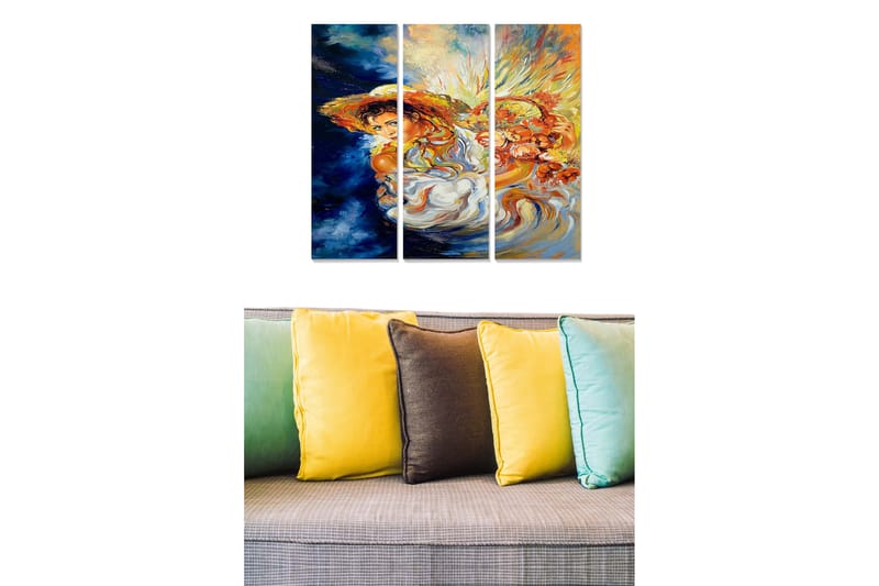 Canvasbilde Abstract 3-pk Flerfarget - 22x05 cm - Innredning - Bilder & kunst - Lerretsbilder